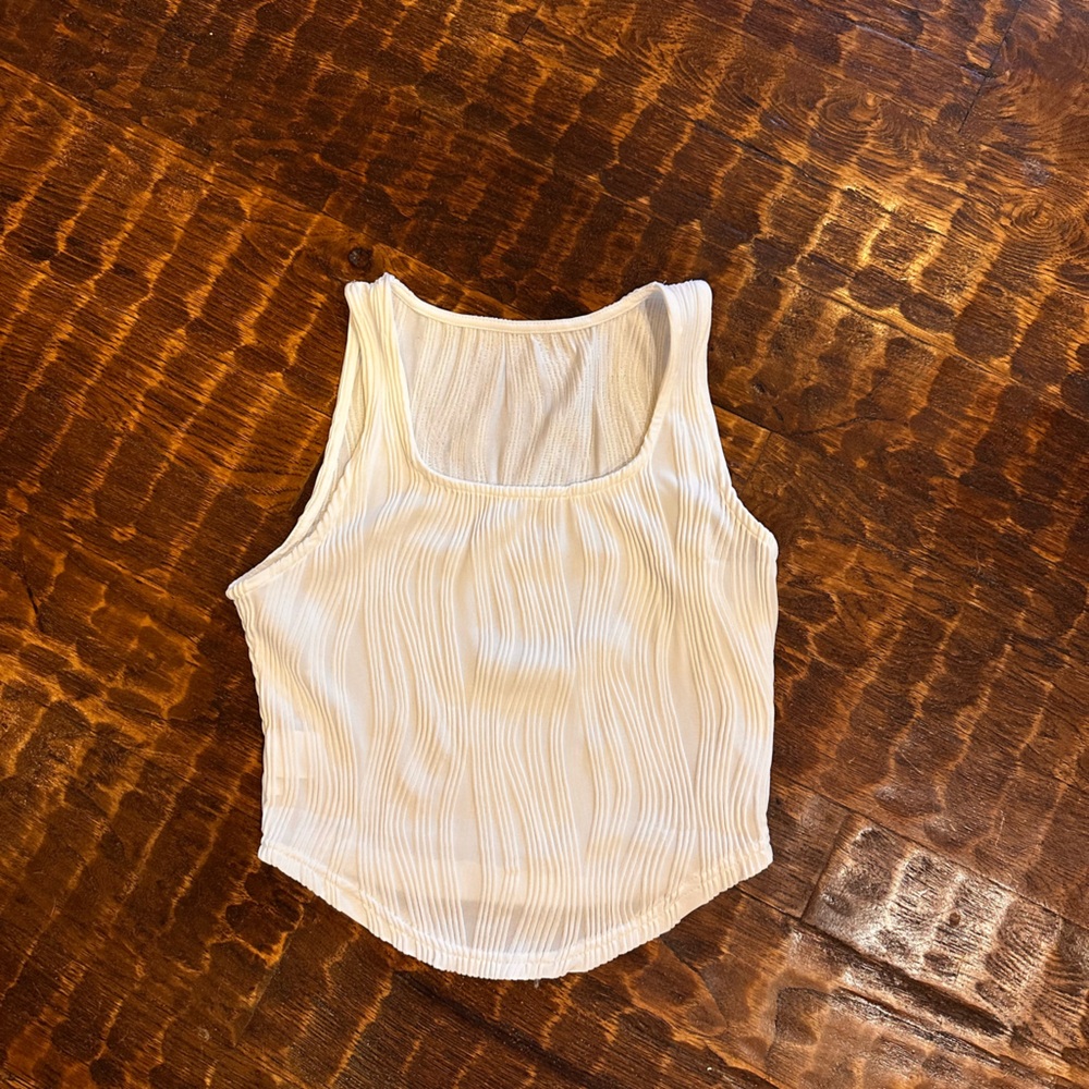 White Textured Sleeveless Top
